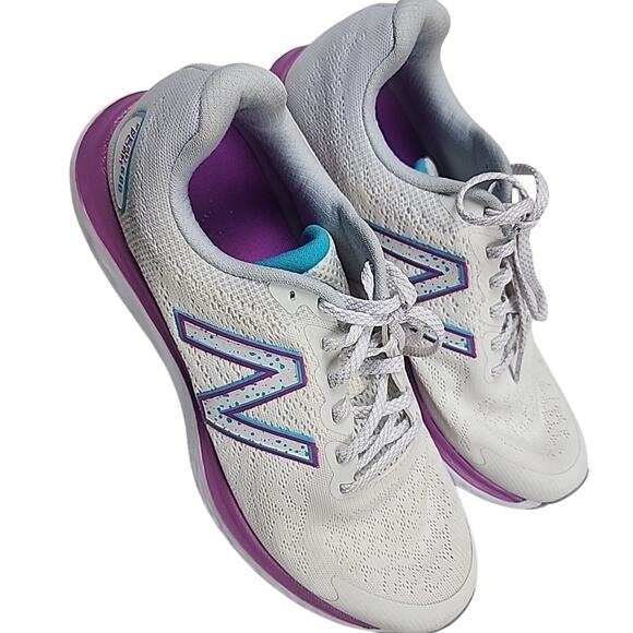 New Balance Womens Fresh Foam 680 V7 White/Fuchsia Size 11 - Picture 3 of 10